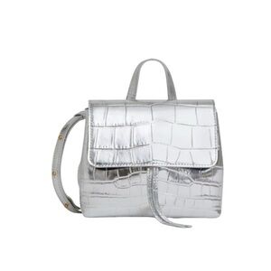 NEW Mansur Gavriel Mini Soft Lady Metallic Bag Croc Embossed Leather Silver Gold